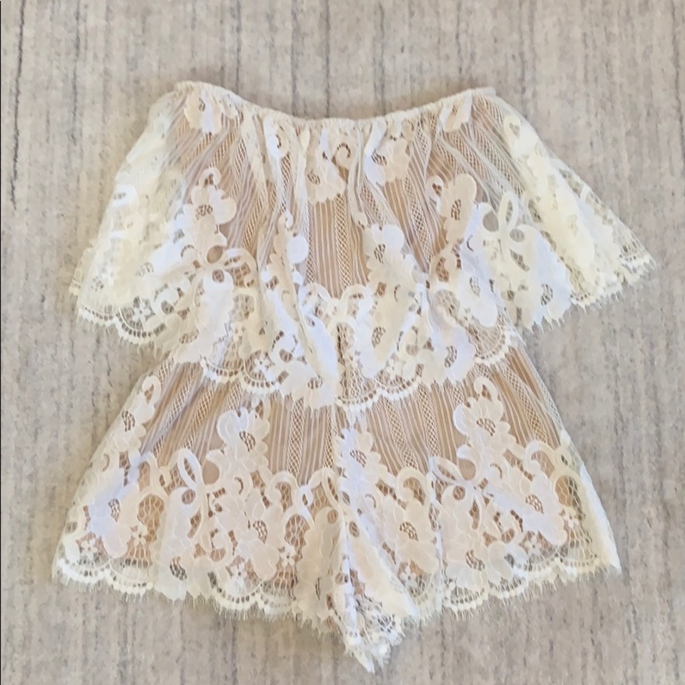 Lovers & Friends White Strapless Romper in Small